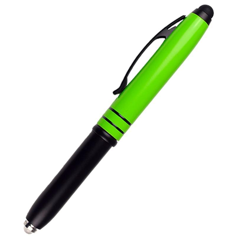 Metal Matte Colored Three-In-One Stylus, Flashlight and Ballpoint Pen