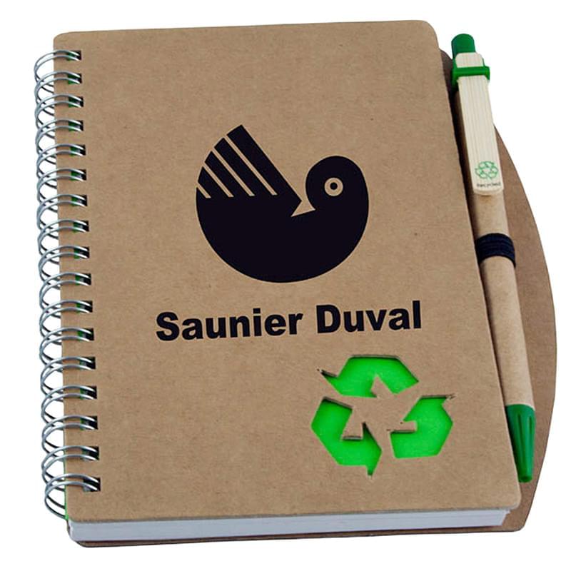 Eco-Friendly Recycled Cardboard Notebook w/Pen