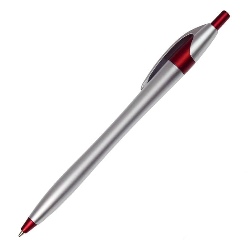 Silver Barrel European Design Ballpoint Pen w/ Colored Accents