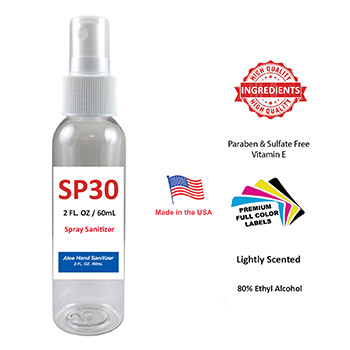 SP30 - 2 oz Spray Hand Sanitizer - 80% Alcohol - USA Made